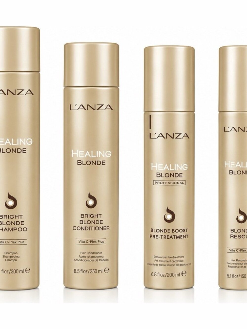 L’ANZA Healing Blonde Hair Care Set 4 Pc Shampoo Conditioner Treatment Rescue